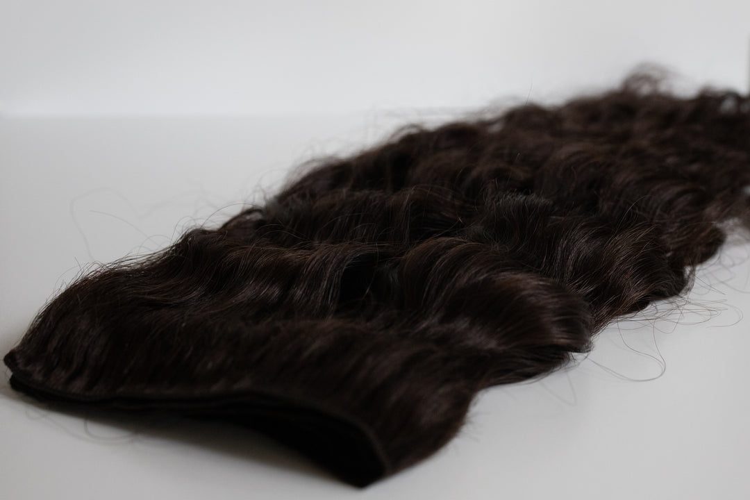 Beach Wave Hand Tied Weft - 3WB (Darkest Warm Brown)